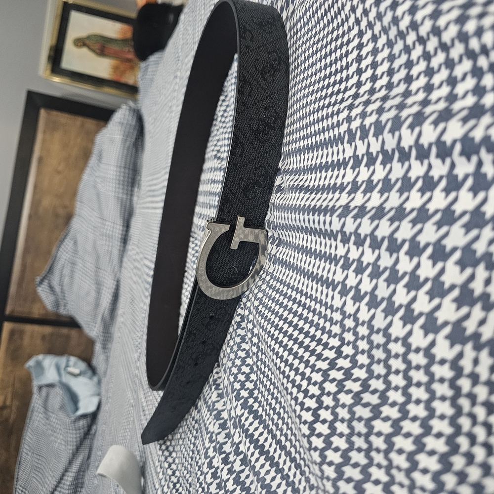 Black Belt with Silver Buckle GUESS